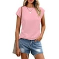 thumbnail image 2 of Crew Neck Tops For Womens Summer Fashion T Shirts Felame Solid Color T-Shirts Women Casual Basic Tees Women Cute Classic Tops Women's Work Short Sleeves T Shirt, 2 of 6