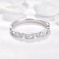 thumbnail image 3 of Vakki Baguette Round Half Eternity Ring for Women Cubic Zirconia Baguette Eternity Wedding Band Size 5-9, 3 of 5