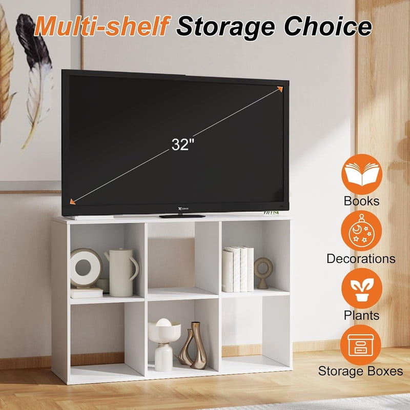 Sybels Cube Storage Shelf, 6-Cube Bookshelf with Removable Dividers，a Versatile Organizer , suitable for living rooms, home offices, and bedrooms, White