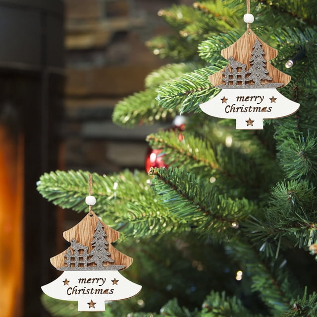 onlyliua Descuentos de Temporada Adornos Navideños Adornos de Madera con Empalmes Blancos Adornos para Árboles de Navidad Colgantes Suministros para Fiestas Decoración
