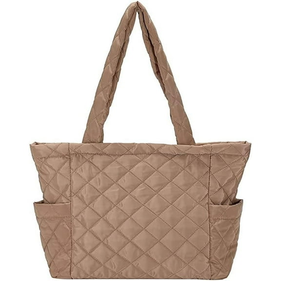 Bags for Women Lightweight Puffer Padding Nylon Tote Handbag Zipper