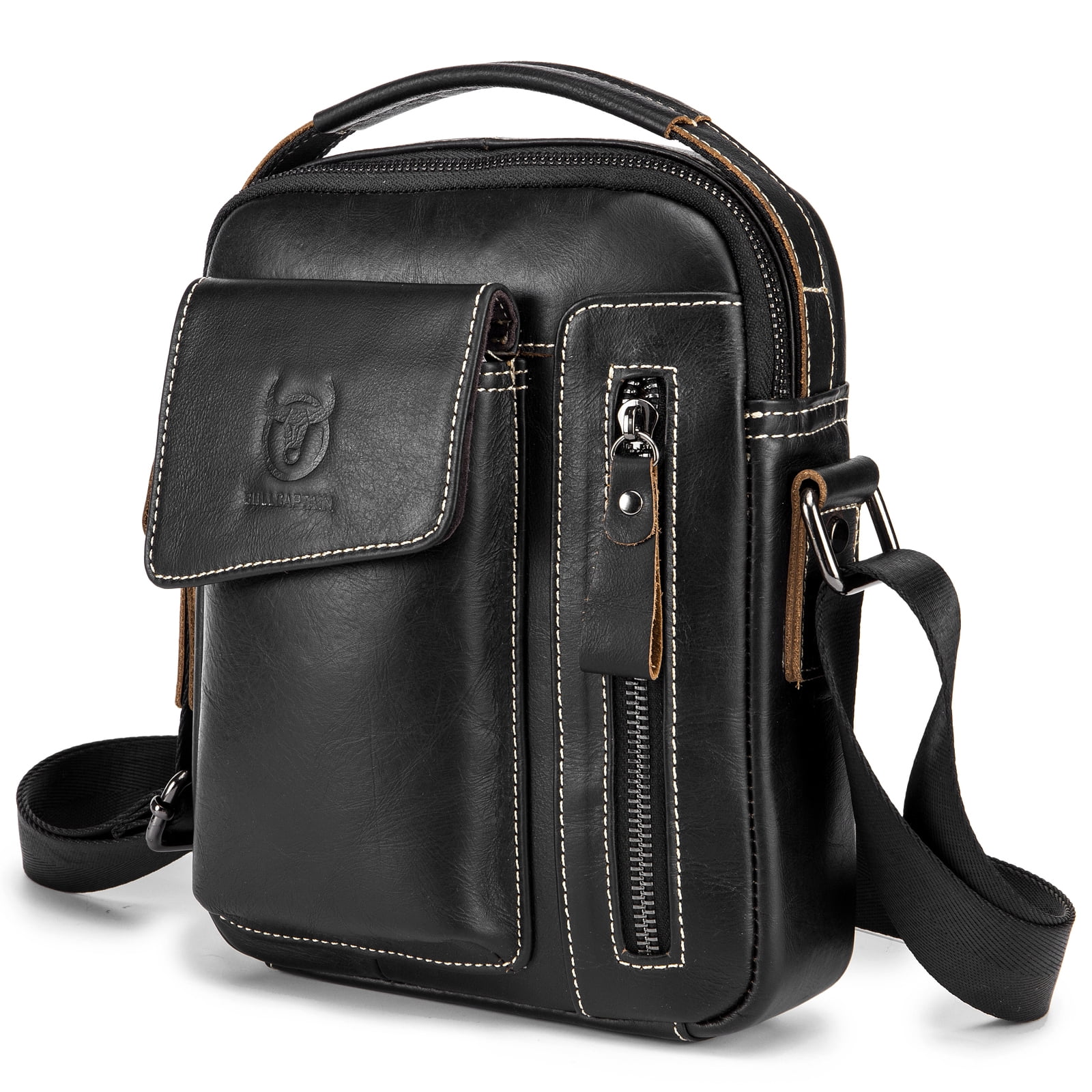 Men Vintage Genuine Leather Shoulder Bag Outdoor Sports Travel 