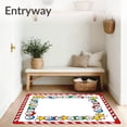 thumbnail image 3 of ODIKA 5'x7' Machine Washable Non-Slip Area Rug, Playful Snowman Parade with Cane Borders and Motifs High Traffic Rug with Pad, Red, 739420, 3 of 8