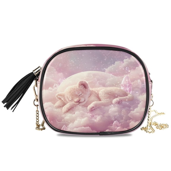 Womens Casual Chain Shoulder Bag Simple style Sleeping Cub on Soft Clouds Crossbody Bag