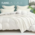 thumbnail image 5 of Exclusivo Mezcla Large Flannel Fleece Throw Blanket, Jacquard Weave Wave Pattern Blanket (50" x 70", Off White), 5 of 9