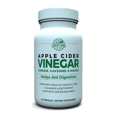 Country farms apple cider vinegar capsules, 500 mg, 90 servings (packaging may