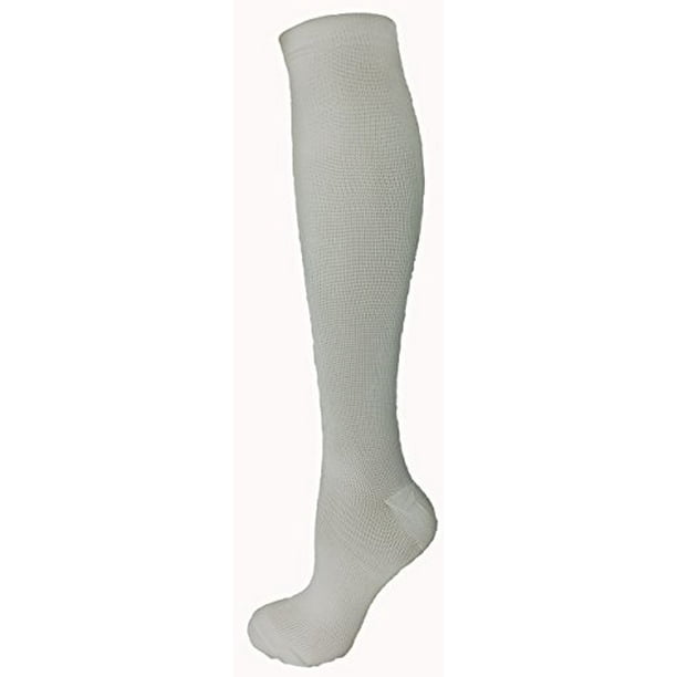 White Large X Large Ladies Compression Socks One Pair Moderate Medium Compression 15 20 mmHg.Women s Shoe Sizes 10 14 Men s Sizes 9 13