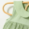 thumbnail image 6 of Baywell Summer Cute Baby Girl Doll Collar Sleeveless Dress, Back Button Design, Cute and Special Princess Dress in Green,6-12Months,1-3Years Old, 6 of 8
