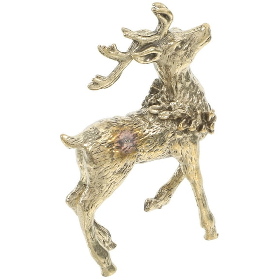 Golden Brass Deer Sculpture for Christmas Home Decoration Exquisite Crafts 6 Inches Tall