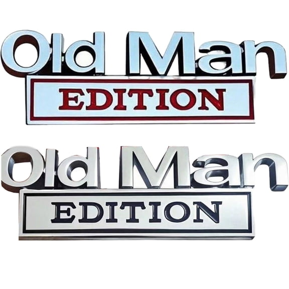 2PCS Old Man Edition Car Emblem Car Stickers 3D Metal Sticker Badge Old Man Edition Car Stickers Emblem Metal Badge Bumper Decals for Car, Truck, SUV