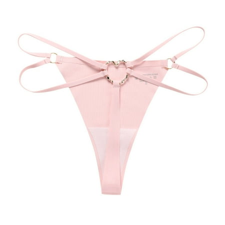

BallsFHK Women s Seamless Thong Metal Ring Sexy Cotton Crotch Breathable Underwear