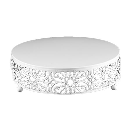 

SIEYIO Hollow Floral Round Metal Silver Cake Stand Holder Dessert Cupcake Display Plate