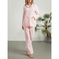 thumbnail image 6 of Biezeib Women’s 2 Piece Pajama Set Long Sleeve Plaid Print Button Up Shirt + Feather Hem Pants Set Sleepwear Loungewear, 6 of 6