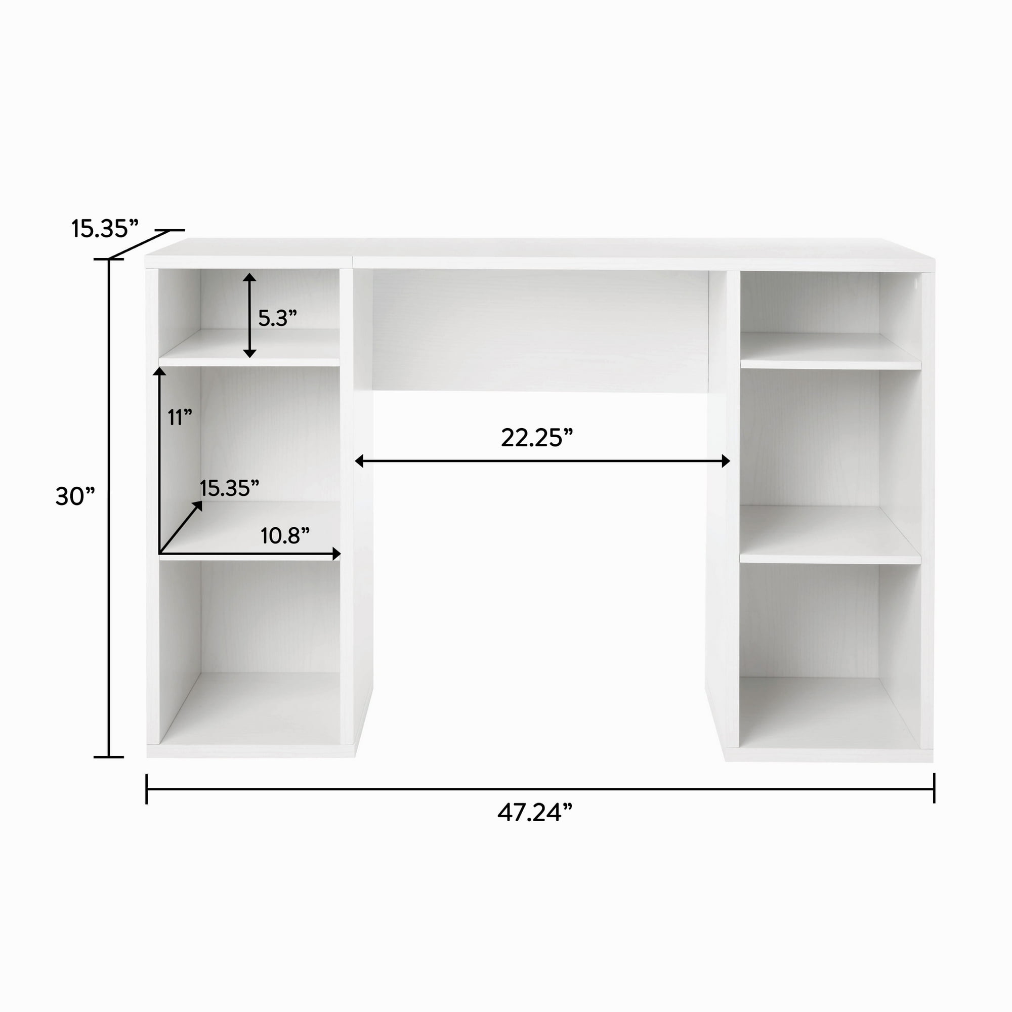 Mainstays Cube Storage Desk, 47.24 Inches, White Grain photo 5