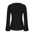 thumbnail image 5 of VBVC No Boundarie Womens Deep V-Neck Top, Women's Long Sleeve T Shirt, Slim Knit Tee For Women,Black,Size M, 5 of 7