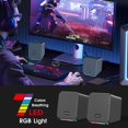 thumbnail image 4 of Altavoces para computadora Uakinat con 7 luces RGB de colores, conector para auriculares, graves mejorados y control de volumen. Altavoces para PC con alimentación USB para juegos, para portátil, moni, 4 of 5
