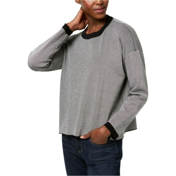 Eileen Fisher Mens Ringer Pullover Sweater, Black, Small