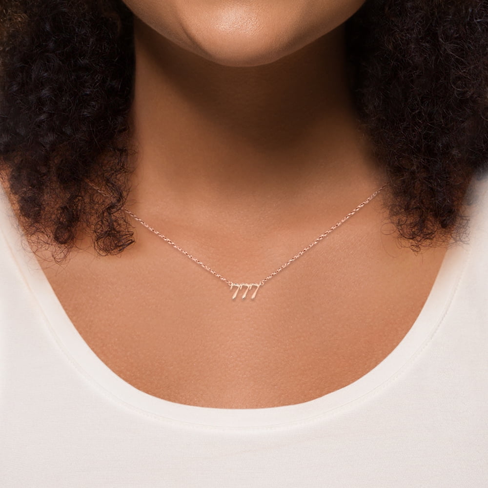 Personalized Planet Women's Petite Script Angel Number Necklace