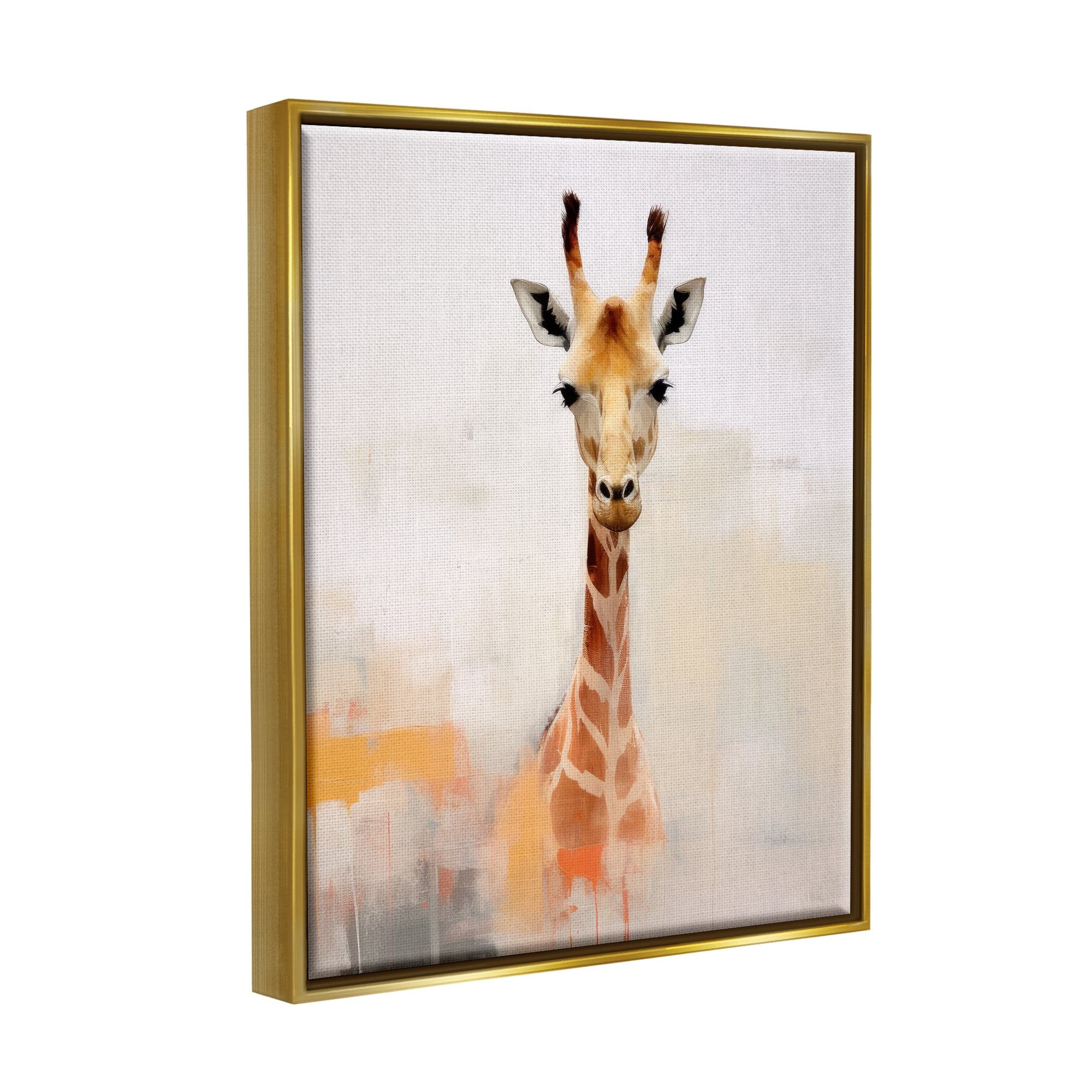 Stupell Industries Modern Giraffe Portrait Animals & Insects Painting Gold Floater Framed Canvas Art Print Wall Art, 17 x 21