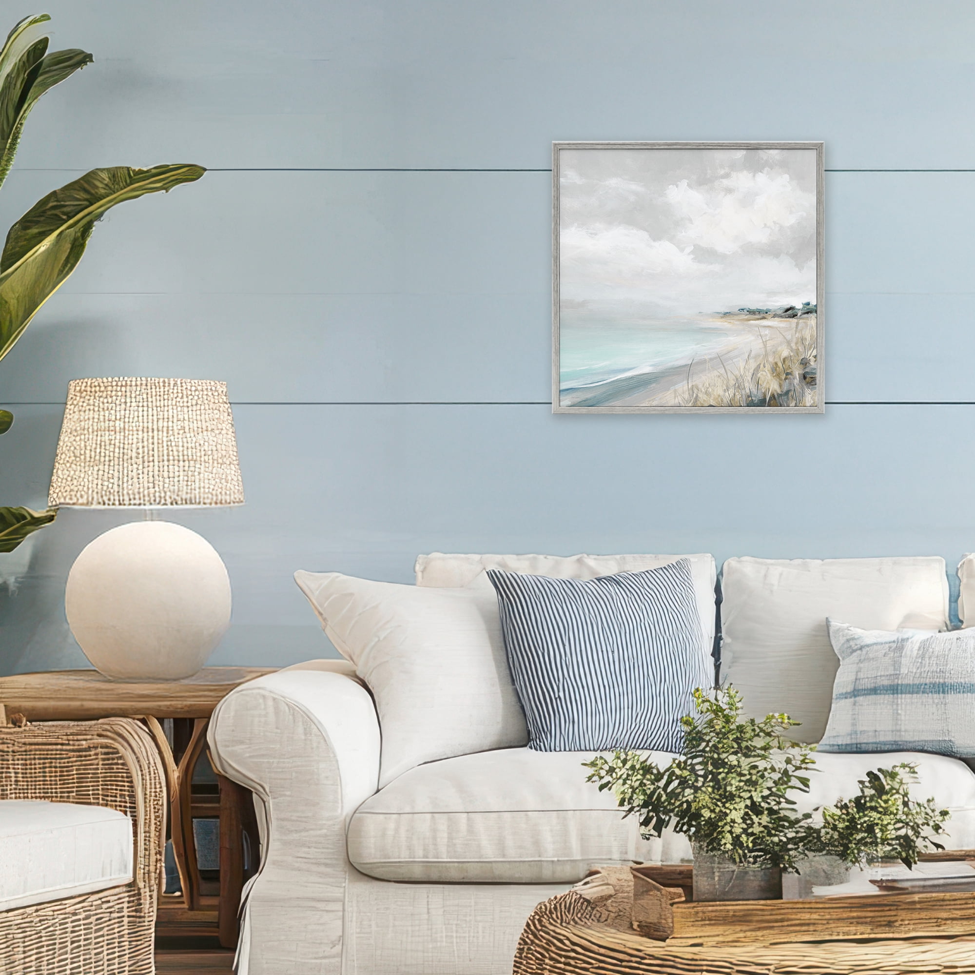 Stupell Industries Coastal Morning By The Dunes Gray Framed Giclee Art, design by Carol Robinson
