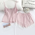 thumbnail image 3 of URMAGIC Womens Lace Sexy V-Neck Lingerie Tops+Shorts,Satin Silk Pajamas Set, 3 of 6