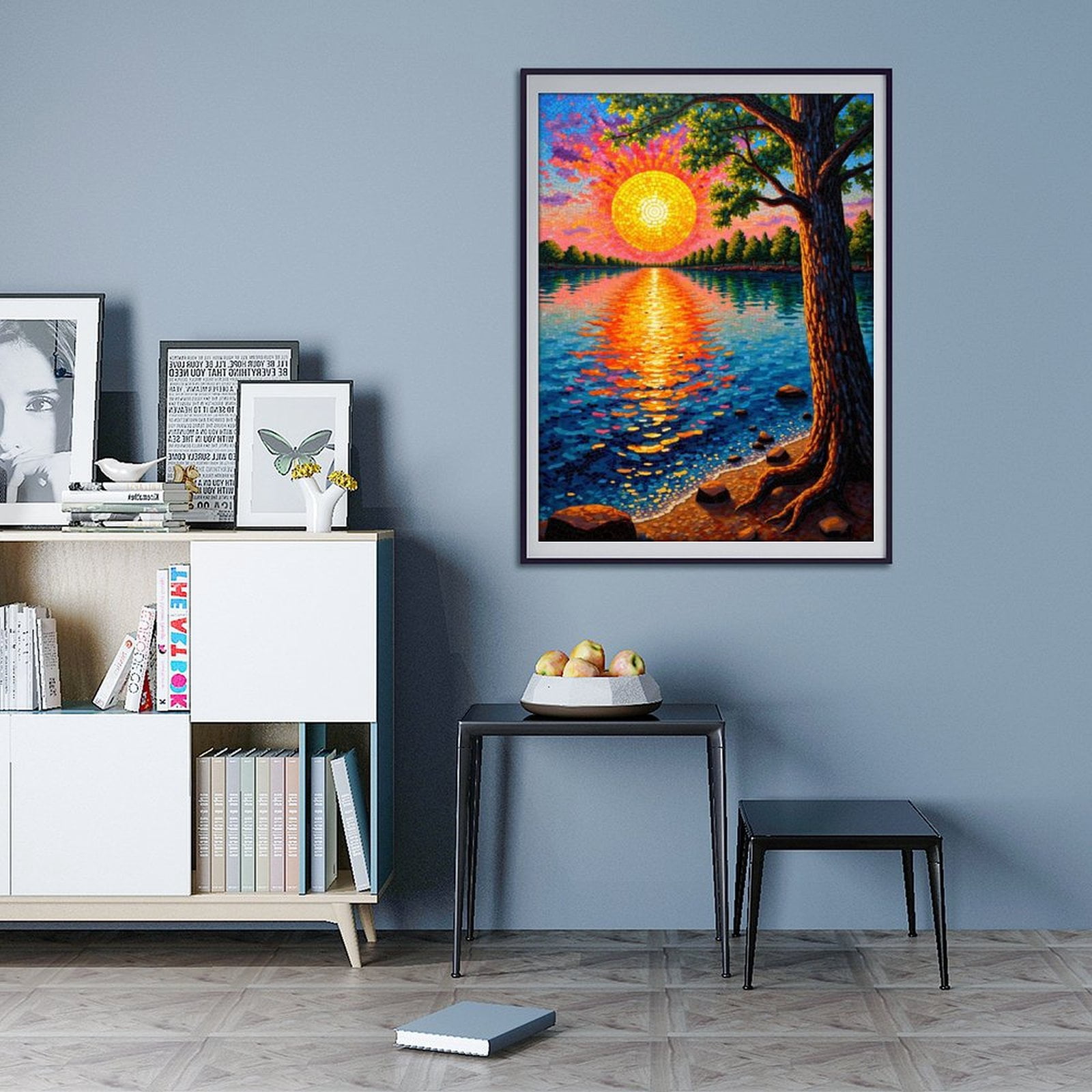 Diamond Art Kit for Adults, Sunset Over Water Mosaic Art Diamond Painting for Adults Beginners, 5D DIY Diamond Art Painting Kits, Colorful Diamond Painting Craft for Home Decor 12x16