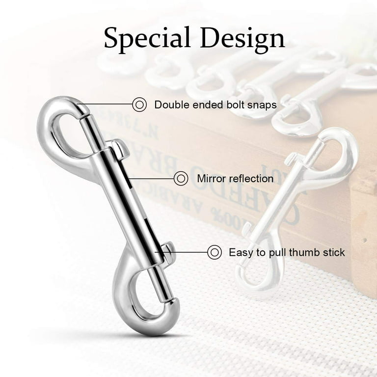 Double Ended Bolt Snap Hook, 6 Pcs Zinc Alloy Trigger Chain Metal Clips  Nickel Plated Clips Key Holder Multipurpose Double Sided Chain Clips for  Home, Dog Leash, Luggage Package 