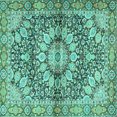 thumbnail image 1 of Ahgly Company Machine Washable Indoor Square Persian Turquoise Blue Traditional Area Rugs, 6' Square, 1 of 4