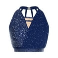 thumbnail image 1 of Ocealan Women's Rhinestone Lyrical Ballet Tops Sleeveless Strappy Back Figure Skating Dancing Blouse Tops Navy Blue XXL, 1 of 5