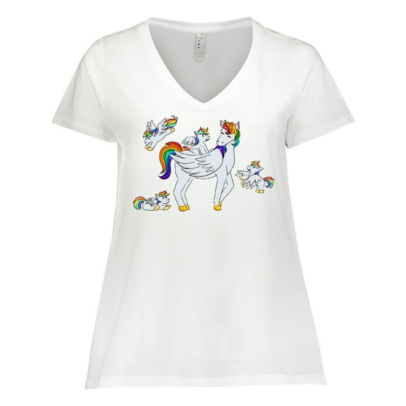 Inktastic Cute Unicorn Family Women's Plus Size V-Neck T-Shirt