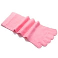 thumbnail image 2 of 4 Pairs Men Soft Cotton Five Finger Toe Socks Long Sports Running Five Finger Toe Socks, Pink, 2 of 7