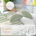 thumbnail image 3 of Sage Green Beige Striped Bedding 3 Piece Duvet Cover Set Queen Size, Modern Farmhouse Retro Lines Soft Microfiber Comforter Cover with Zipper Closure & Pillowcases, FadeResistant Quilt Cover, 3 of 9