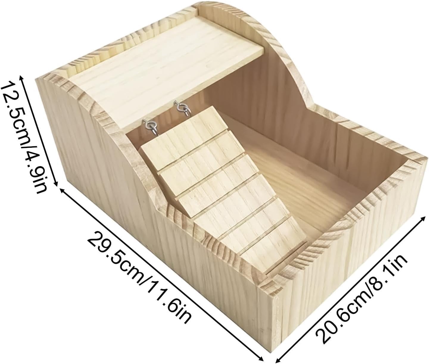 Hamster Sand Bath Container – Wooden Detachable Bathing Box, 5 x 8 x 11.6 Inch for Small Pets Hamsters Gerbils Chinchillas, Cage & Indoor Home Use