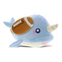 DolliBu Narwhal Stuffed Animal with Football Plush - Soft Huggable Blue Narwhal, Adorable Playtime Plush Toy, Cute Wildlife GiftPlush Doll Animal Toy for Kids and Adults - 11.75 Inch