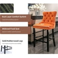 thumbnail image 4 of Widened Counter Height Bar Stools Set of 4, Orange Wood Bar Stools for Kitchen Island, Modern Barstools with Backs, Sillas para Barra de Cocina, Velvet Counter Height Chairs (Orange, 4Pcs), 4 of 5