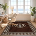 thumbnail image 3 of Design&I 3'x5' Washable Area Rug Low Profile & Durable Daily Traffic Ready Football Sport Spotted With Bold Emblem And Repeating Stripe Border for Home Office, Hallway, 3 of 7