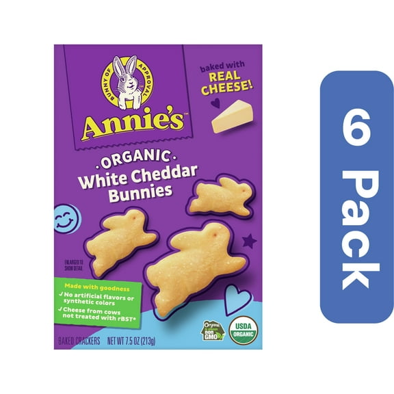 Annie's Homegrown Cracker White Cheddar Bunny 7.5 oz (Pack of 6)