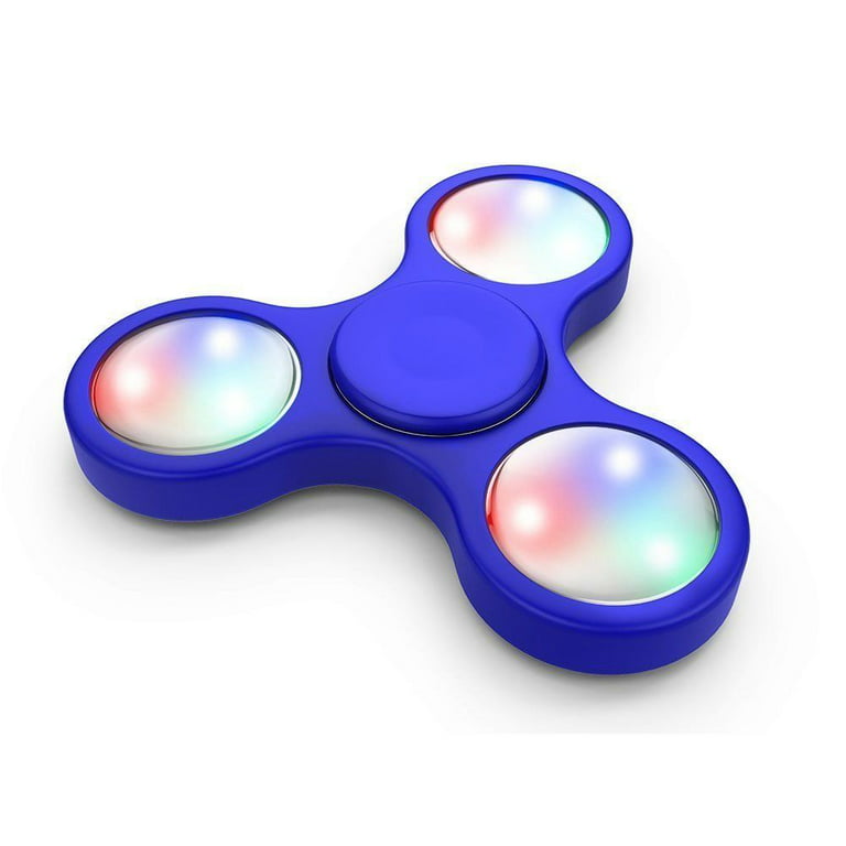 Light Up Color Flashing LED Fidget Spinner Tri-Spinner Hand Spinner Finger  Spinner Toy Stress Reducer for Anxiety and Stress Relief - Blue