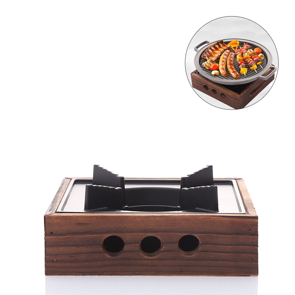CIYISON Alcohol Stove Portable Square Commercial Solid Alcohol Stove Household Stove for Dry Stew Hot Pot Iron & Wooden Material