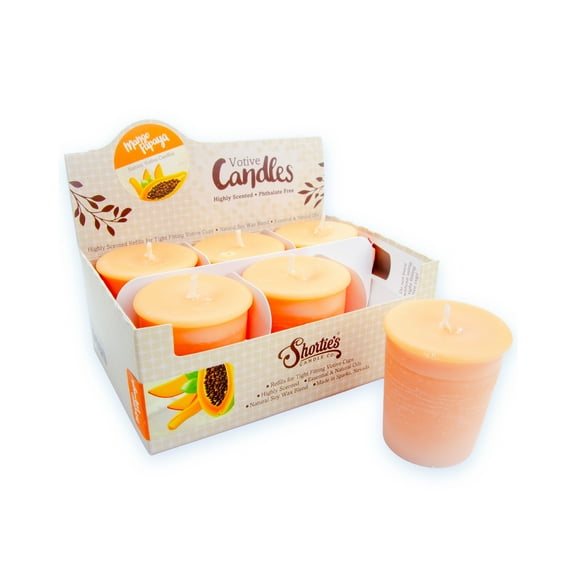 Mango & Papaya Soy Votive Candles - Scented with Natural Fragrance Oils - 6 Orange Natural Votive Candle Refills - Fruit & Berry Collection