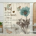 thumbnail image 4 of Rustic Elegant Teal Tulip Shower Curtain, Bible Verse Inspirational Motivational Quote Fabric Shower Curtain Set, Polyester Vintage Farmhouse Floral Bathroom Accessory with Hook 72x72Inch, Beige, 4 of 5