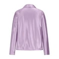 thumbnail image 6 of Women's Dressy Satin Shirts Lapel Deep V-neck Business Casual Outfits Office Blouses Solid Long Sleeve Work Tops (M, Purple), 6 of 7
