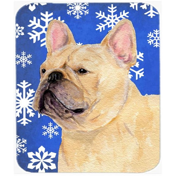 French Bulldog Winter Snowflakes Holiday Mouse Pad, Hot Pad or Trivet