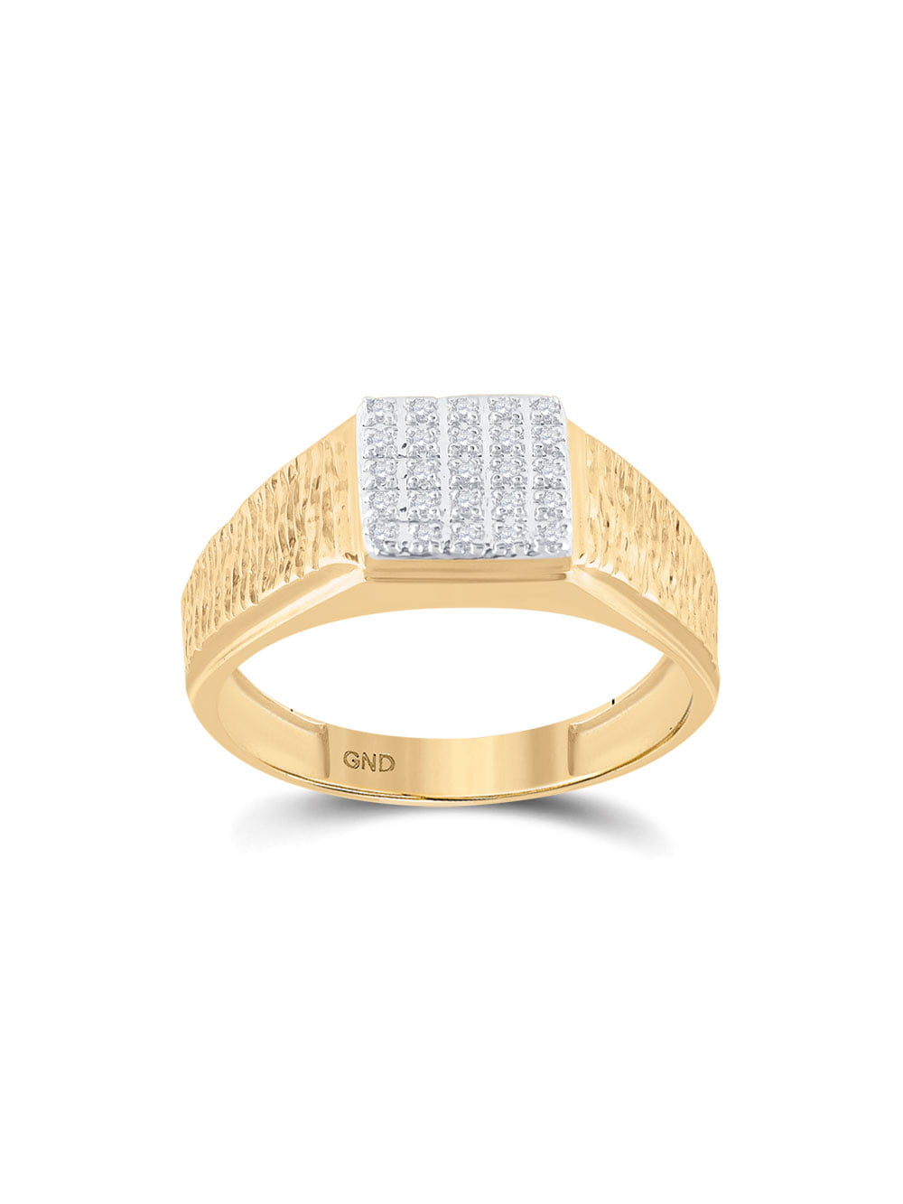 FB Jewels 10K Yellow Gold Mens Round Diamond Square Cluster Wedding Band Ring 1/8 Cttw Size 10 