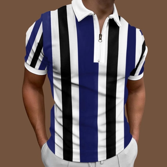 LEEy-World Workout Tops Men's American Flag Polo Tops Slim Fit Summer Short Sleeve Polo T Shirt Dark Blue,XL