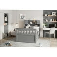 thumbnail image 5 of JERFIT Twin Size Gray Captain Storage Bed Frame with Bookcase Headboard 4 Drawers, No Box Spring Needed Platform Bed, 5 of 10