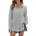 thumbnail image 2 of BILIKEYU Women's Daily Casual Linen Long Sleeve Shirts Tops, Womens Tops, Fall Clothes for Women, Long Sleeve Shirts for Women, 2 of 6