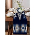 thumbnail image 4 of Ldtrchee Navy Blue Grey Boho Table Runner 48 Inches, Ethnic Geometric Southwestern Retro Bed Runner Dresser Scarves Tabletop for Indoor Outdoor Parties/Ceremony/Banquet, 13" x 48", 4 of 8