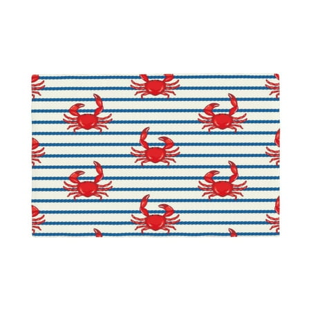 

Placemats Set of 6 Cute Red Crabs With Nautical Place mats for Dining Table Indoor/Outdoor Cute Heat Resistant Washable Table Mats(18 x 12 )