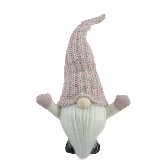 Northlight LED Lighted Round Rattan Christmas Gnome Figure - 14" - Pink and Cream